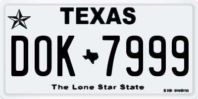 TX license plate DOK7999