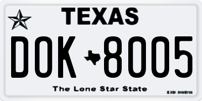 TX license plate DOK8005