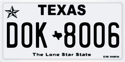 TX license plate DOK8006