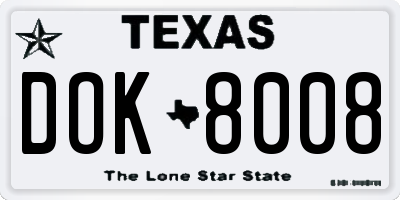 TX license plate DOK8008