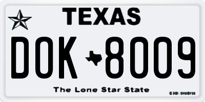 TX license plate DOK8009