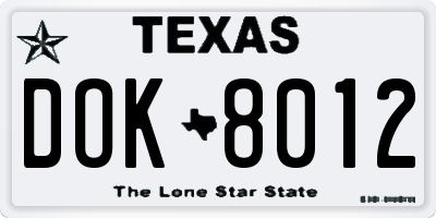 TX license plate DOK8012