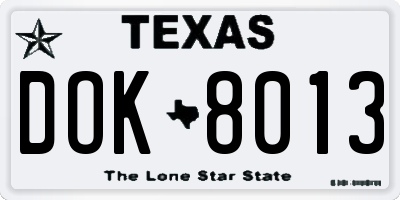 TX license plate DOK8013