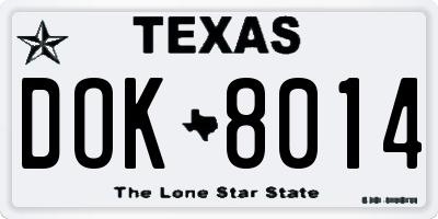 TX license plate DOK8014