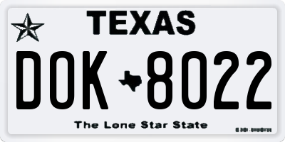 TX license plate DOK8022