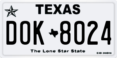 TX license plate DOK8024