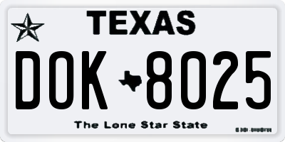 TX license plate DOK8025