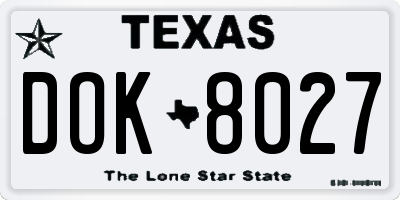 TX license plate DOK8027