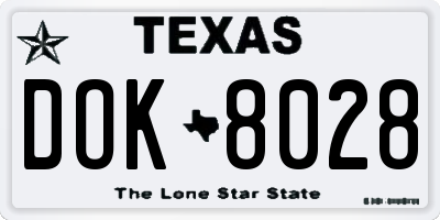 TX license plate DOK8028