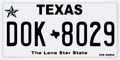 TX license plate DOK8029