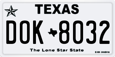 TX license plate DOK8032