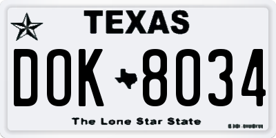 TX license plate DOK8034