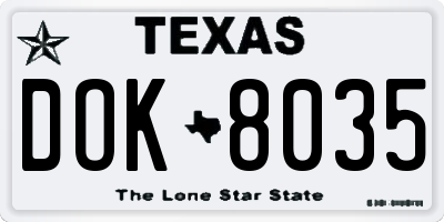 TX license plate DOK8035