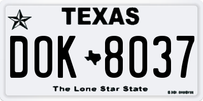 TX license plate DOK8037