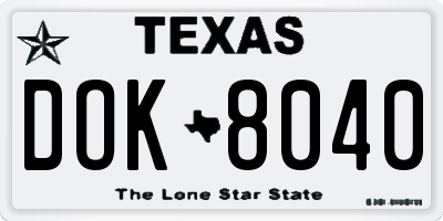 TX license plate DOK8040
