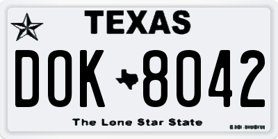 TX license plate DOK8042