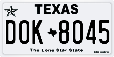 TX license plate DOK8045