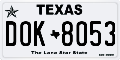 TX license plate DOK8053