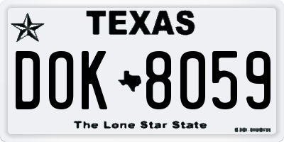 TX license plate DOK8059