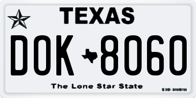 TX license plate DOK8060