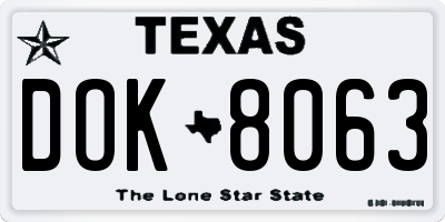 TX license plate DOK8063