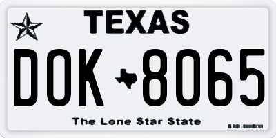 TX license plate DOK8065