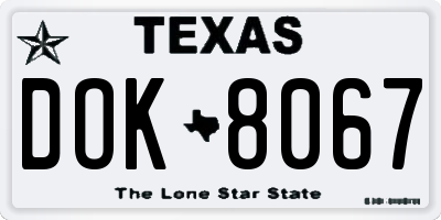 TX license plate DOK8067