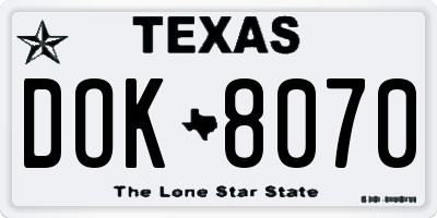 TX license plate DOK8070