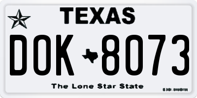 TX license plate DOK8073
