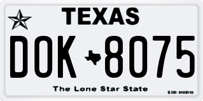 TX license plate DOK8075