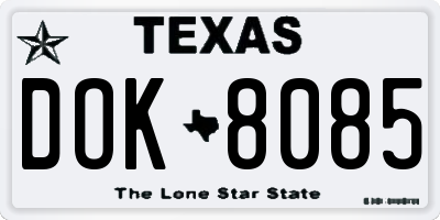 TX license plate DOK8085