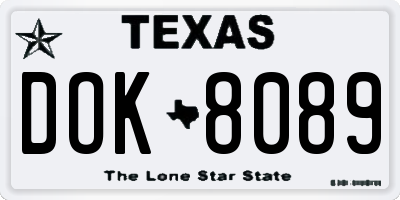 TX license plate DOK8089