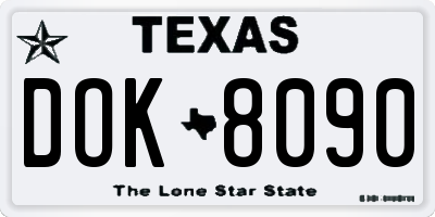 TX license plate DOK8090