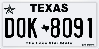 TX license plate DOK8091