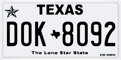 TX license plate DOK8092