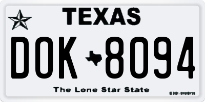 TX license plate DOK8094
