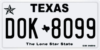 TX license plate DOK8099