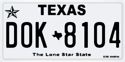 TX license plate DOK8104