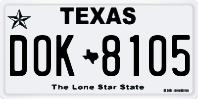 TX license plate DOK8105