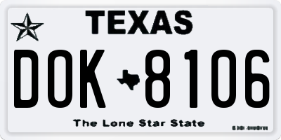 TX license plate DOK8106
