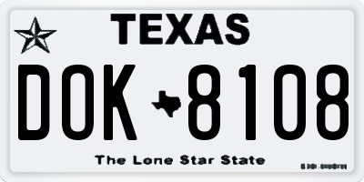 TX license plate DOK8108