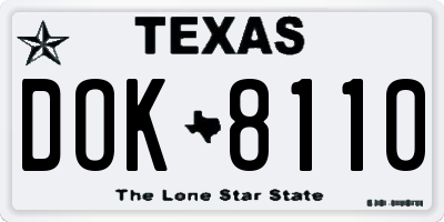 TX license plate DOK8110