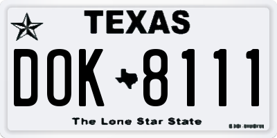 TX license plate DOK8111