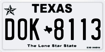 TX license plate DOK8113