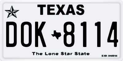 TX license plate DOK8114