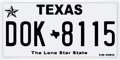 TX license plate DOK8115