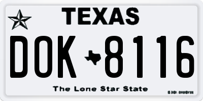 TX license plate DOK8116