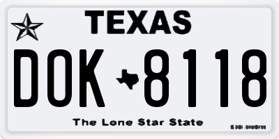TX license plate DOK8118