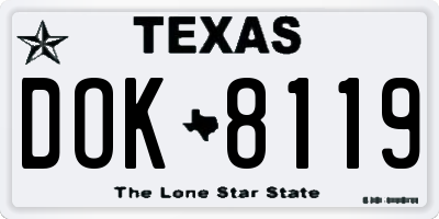 TX license plate DOK8119