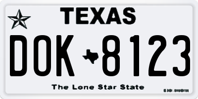 TX license plate DOK8123